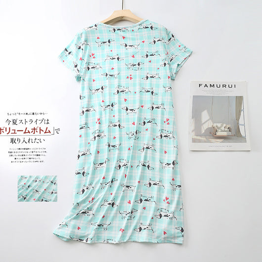 Pijama Corto Tejido Estampado Dibujos Animados Talla Grande Cómodo para Casa - Image 6