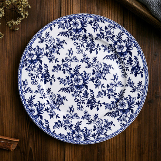 Juego de Vajilla Cerámica Azul y Blanco Estilo Occidental