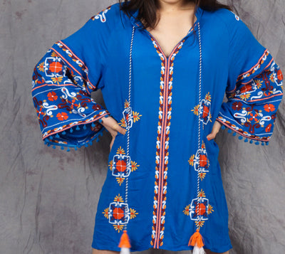 Blusa Vestido con Mangas Acampanadas y Detalles Bordados - Image 3
