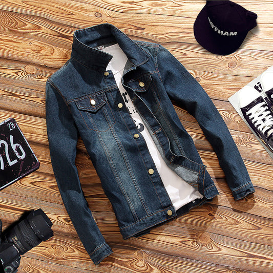 Chaqueta Denim Slim Fit Coreana de Manga Larga para Hombre