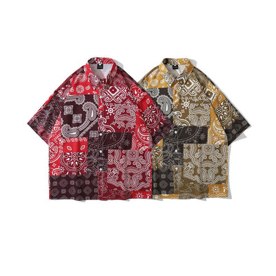 Camisa Retro Combinada de Flores de Marañón para Hombre - Image 8