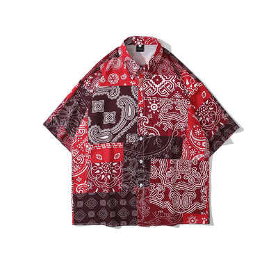 Camisa Retro Combinada de Flores de Marañón para Hombre - Image 9