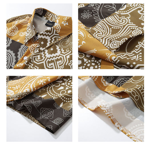 Camisa Retro Combinada de Flores de Marañón para Hombre - Image 5