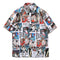 Camisa Retro Japonesa Wukong Estampado Completo Manga Corta para Hombre