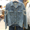 Chaqueta Denim Oversized con Perlas Bordadas - Estilo Coreano Tendencia