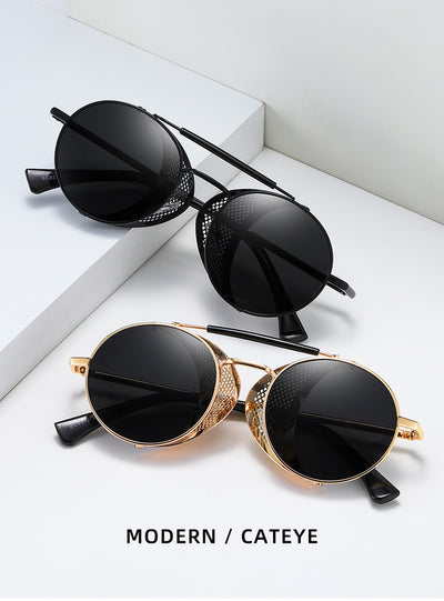Gafas de Sol Steampunk Retro con Lentes Espejadas de Colores - Image 17