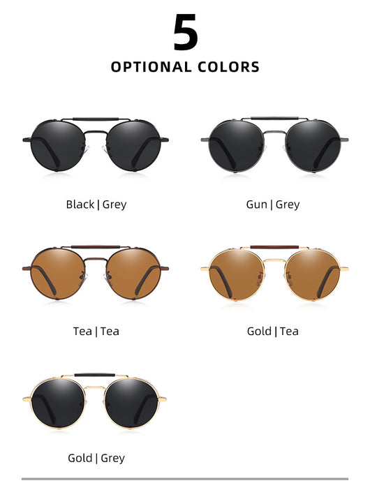 Gafas de Sol Steampunk Retro con Lentes Espejadas de Colores - Image 18