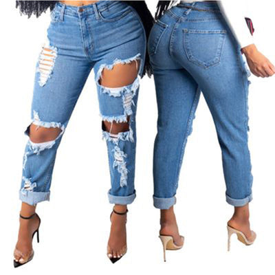 Pantalón Vaquero Mujer Primavera Diseño Rotos Elástico Moda Europea - Image 9