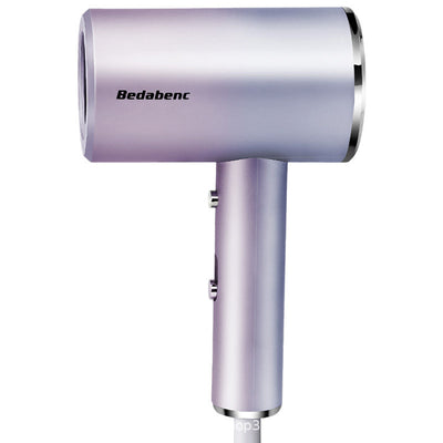 Mini negative ion hair dryer with a pink to purple gradient finish and silver accents, featuring a compact T-shape. - Image 14