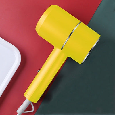 Mini negative ion hair dryer with a pink to purple gradient finish and silver accents, featuring a compact T-shape. - Image 19