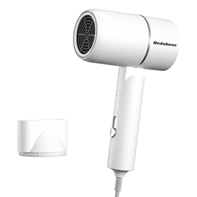 Mini negative ion hair dryer with a pink to purple gradient finish and silver accents, featuring a compact T-shape. - Image 20