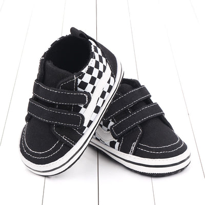 Zapatos Suaves para Bebé 0-1 Año con Cierre de Velcro Doble - Diseño Cuadriculado Primavera Otoño - Image 7