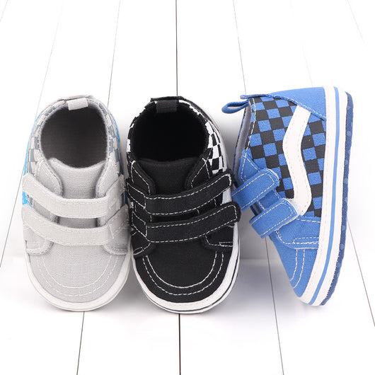Zapatos Suaves para Bebé 0-1 Año con Cierre de Velcro Doble - Diseño Cuadriculado Primavera Otoño - Image 2