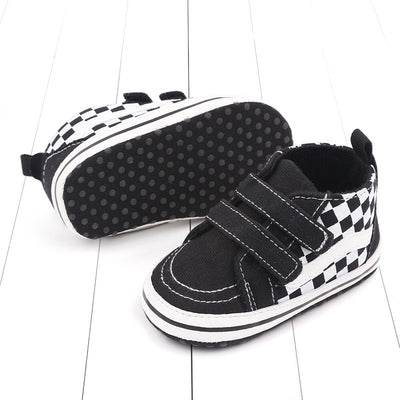 Zapatos Suaves para Bebé 0-1 Año con Cierre de Velcro Doble - Diseño Cuadriculado Primavera Otoño - Image 9