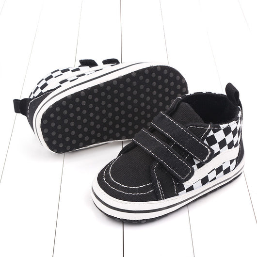 Zapatos Suaves para Bebé 0-1 Año con Cierre de Velcro Doble - Diseño Cuadriculado Primavera Otoño - Image 9