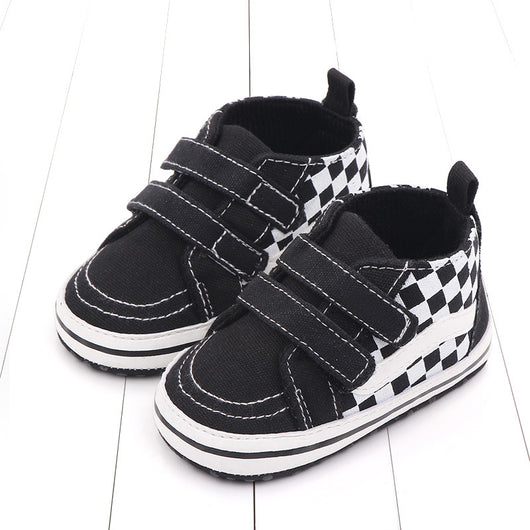 Zapatos Suaves para Bebé 0-1 Año con Cierre de Velcro Doble - Diseño Cuadriculado Primavera Otoño - Image 8