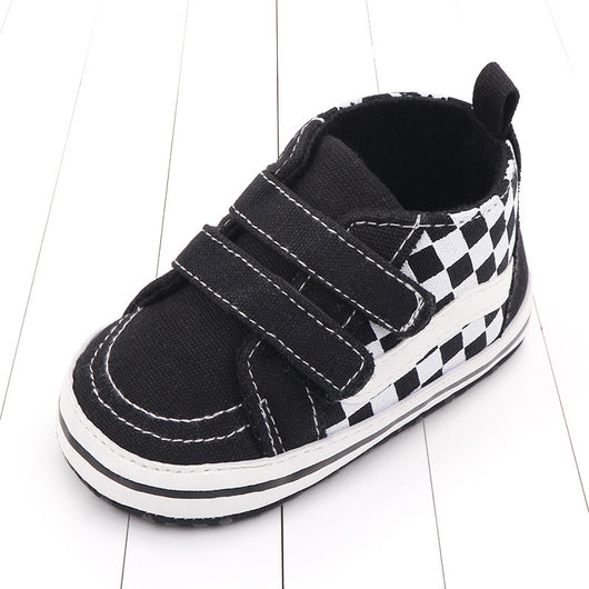 Zapatos Suaves para Bebé 0-1 Año con Cierre de Velcro Doble - Diseño Cuadriculado Primavera Otoño - Image 3