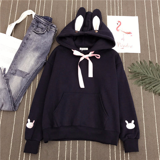Sudadera Hoodie Suelta Estilo Coreano con Diseño Bunny - Image 10