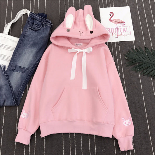 Sudadera Hoodie Suelta Estilo Coreano con Diseño Bunny - Image 11