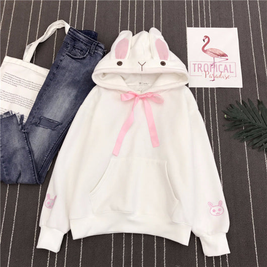 Sudadera Hoodie Suelta Estilo Coreano con Diseño Bunny - Image 4