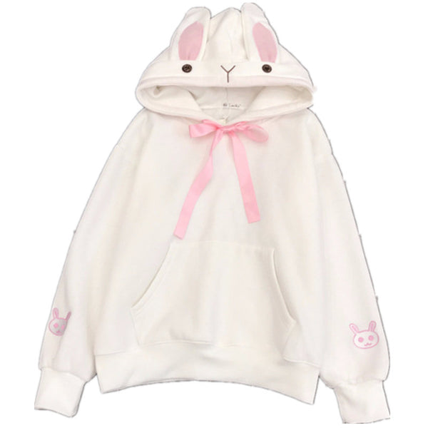 Sudadera Hoodie Suelta Estilo Coreano con Diseño Bunny
