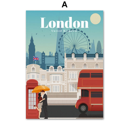 Cuadro Canvas Ciudades del Mundo - Londres, Nueva York, París, España - Decoración Nórdica