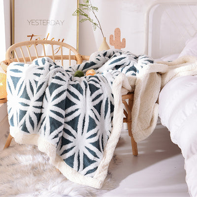Manta de Terciopelo Jacquard Algodón Shu Gruesa - Manta de Siesta Terciopelo Cordero - Image 8