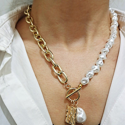 Collar Colgante Cadena Punk con Perla Irregular - Image 9
