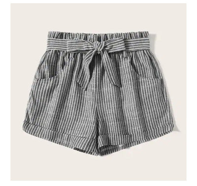 Shorts Urbanos Anchos de Verano con Cinturón a Rayas - Image 7