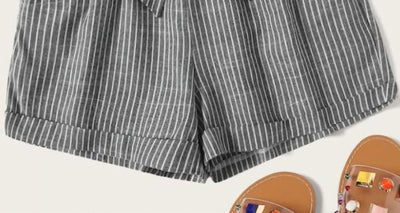 Shorts Urbanos Anchos de Verano con Cinturón a Rayas - Image 8