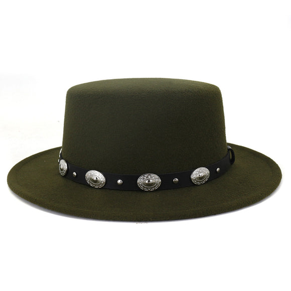 Sombrero Jazz de Lana Cálido con Hebilla Metálica - Estilo Británico Versátil