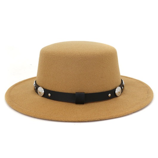 Sombrero Jazz de Lana Cálido con Hebilla Metálica - Estilo Británico Versátil