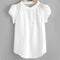 Blusa Manga Corta con Costura Hueca Cuello Redondo para Mujer