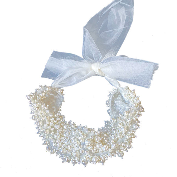 Diadema Nupcial Ancha con Perlas Artesanal - Accesorios para Novia