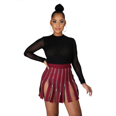 Falda Negra Cintura Alta con Múltiples Cierres - Diseño Moderno y Versátil - Image 6