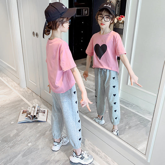 Conjunto Deportivo Niña Verano Coreano - Blusa Manga Corta y Shorts