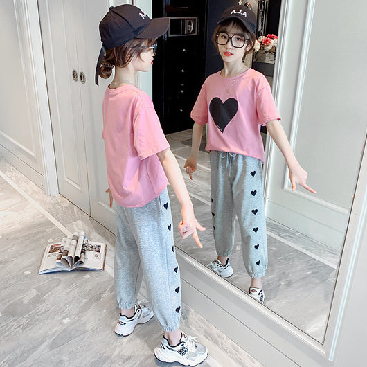 Conjunto Deportivo Niña Verano Coreano - Blusa Manga Corta y Shorts