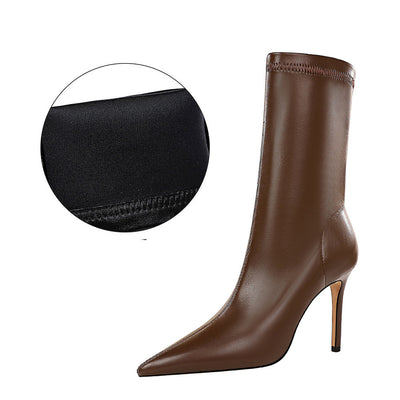 Botas Cortas de Tacón Alto Puntiagudo para Mujer - Diseño Sexy Nocturno - Image 11