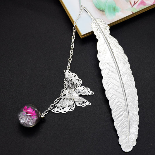 Marcapáginas Metálico Diseño Mariposa y Venas de Hoja - Artesanía Elegante - Image 6