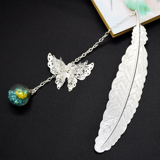 Marcapáginas Metálico Diseño Mariposa y Venas de Hoja - Artesanía Elegante - Image 7