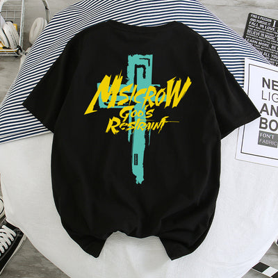 Camiseta Hip-Hop Estilo Hong Kong Suelta Unisex - Manga Corta Cinco Puntos - Image 21