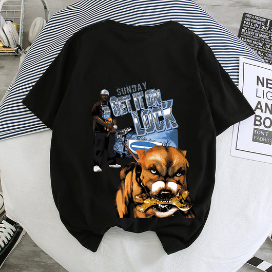 Camiseta Hip-Hop Estilo Hong Kong Suelta Unisex - Manga Corta Cinco Puntos - Image 22