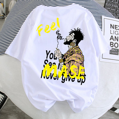 Camiseta Hip-Hop Estilo Hong Kong Suelta Unisex - Manga Corta Cinco Puntos - Image 42