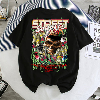 Camiseta Hip-Hop Estilo Hong Kong Suelta Unisex - Manga Corta Cinco Puntos - Image 46