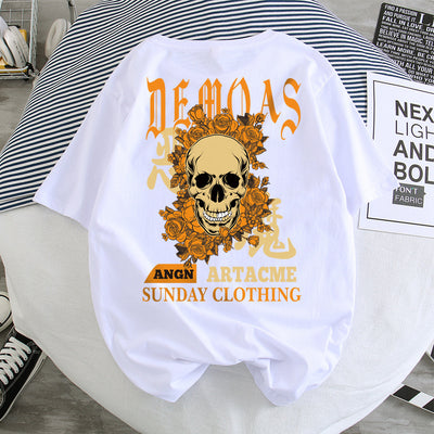 Camiseta Hip-Hop Estilo Hong Kong Suelta Unisex - Manga Corta Cinco Puntos - Image 3