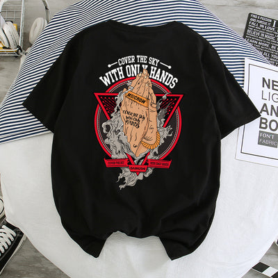 Camiseta Hip-Hop Estilo Hong Kong Suelta Unisex - Manga Corta Cinco Puntos - Image 14