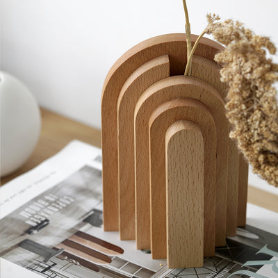Sujetalibros Nórdico de Madera Maciza con Inserto Floral - Decoración de Interiores - Image 5