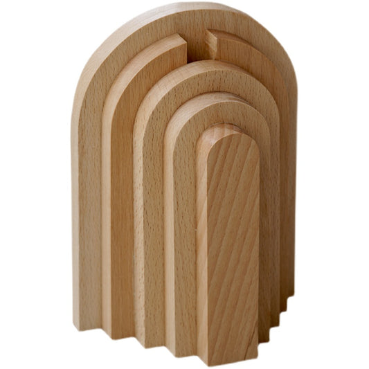 Sujetalibros Nórdico de Madera Maciza con Inserto Floral - Decoración de Interiores