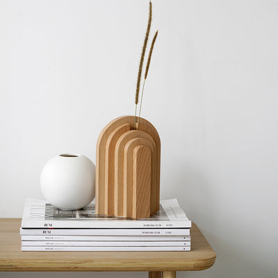 Sujetalibros Nórdico de Madera Maciza con Inserto Floral - Decoración de Interiores - Image 2