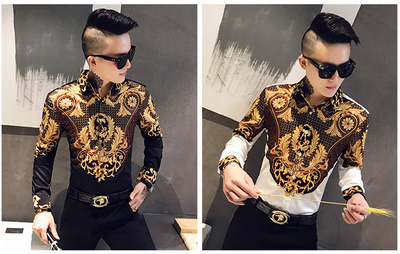 Camisa Casual Estampada de Manga Larga para Jóvenes